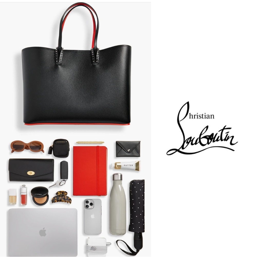 NWT Christian Louboutin Cabata Calfskin Leather Tote Bag with Removable Clotch - Picture 6 of 9